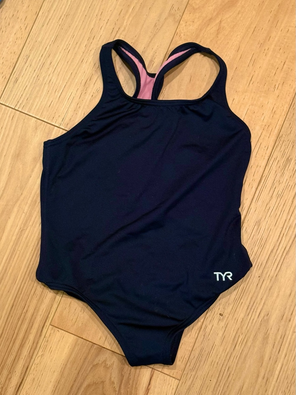 TYR Navy One-Piece Swimsuit with Pink Interior Trim